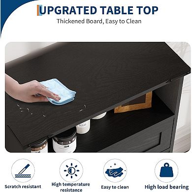 Farmhouse White Storage Cabinet with Doors and Drawers , Freestanding Bathroom Cabinet for Laundry