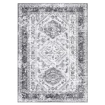 Medallion Area Rug Non Slip Foldable Low Pile Pet Friendly Floor Cover for Living Room Kitchen