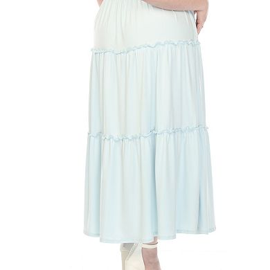 Plus Size Square Neck Short Sleeve Tiered Dress
