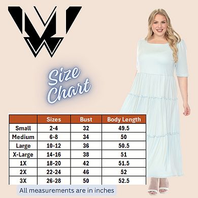 Plus Size Square Neck Short Sleeve Tiered Dress