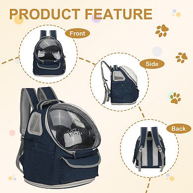 1Pc Portable Pet Backpack Carrier for Traveling, 13.39x11.02x16.54 Inch