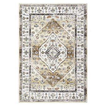 Vintage Area Rug Machine Washable Vacuum Clean Stain Resistant Floor Cover for Kid's Room Playroom