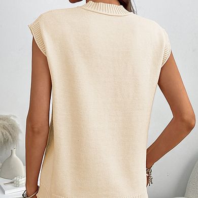 Women's Summer Minimalist Pullover Knit Sweater Classic Crew Neck Loose Short Sleeve Casual Top