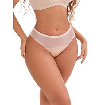 Women's Lace Mesh See Through Mid Rise Briefs Breathable Lightweight Seamless Underwear