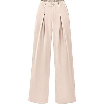 Women's High Waist Wide Leg Trousers Loose Business Suit Pant with Pockets