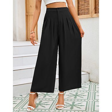 Women's High Waisted Wide Leg Dress Pants Office Work Trousers Flowy Pant