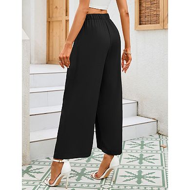 Women's High Waisted Wide Leg Dress Pants Office Work Trousers Flowy Pant
