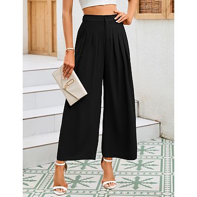 Women's High Waisted Wide Leg Dress Pants Office Work Trousers Flowy Pant