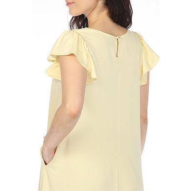 Women's Crew Neck Ruffle Sleeve Dress