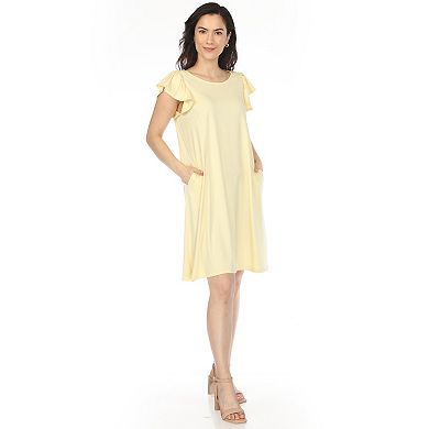 Women's Crew Neck Ruffle Sleeve Dress