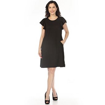 Women's Crew Neck Ruffle Sleeve Dress