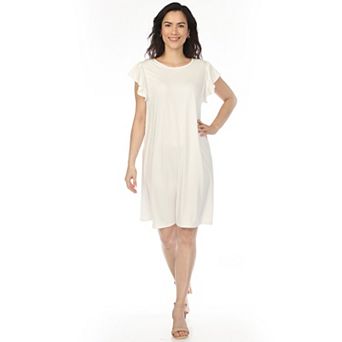 Women's Crew Neck Ruffle Sleeve Dress