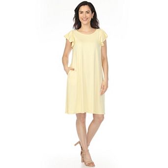 Women's Crew Neck Ruffle Sleeve Dress