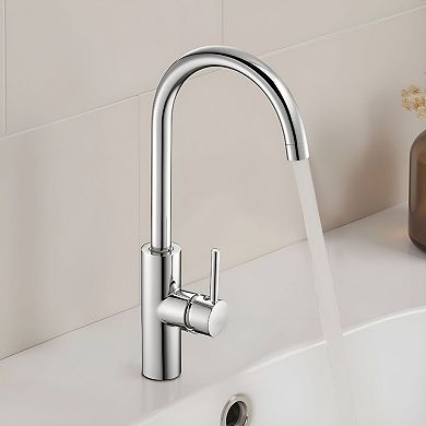 Touchless Bathroom Faucet with Infrared Sensor and Adjustable Hot and Cold Water - Silver