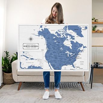 Blue North America Push Pin Continent Map