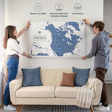 Blue North America Push Pin Continent Map