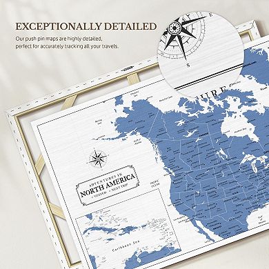 Blue North America Push Pin Continent Map