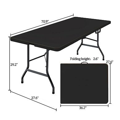 6 Foot Fold-in-Half Plastic Table for Indoor Outdoor Picnic Party Camp Dining