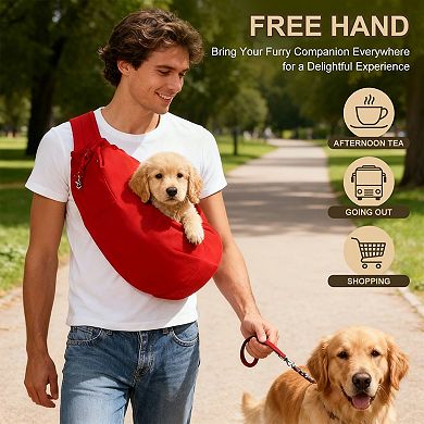 1Pc Sling Carrier for Small Pet Adjustable with Purse Pocket, 35.43x25.59 Inch
