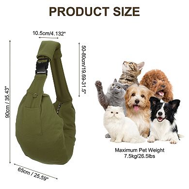1Pc Sling Carrier for Small Pet Adjustable with Purse Pocket, 35.43x25.59 Inch
