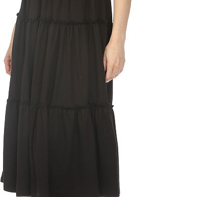 Women's Square Neck Short Sleeve Tiered Dress