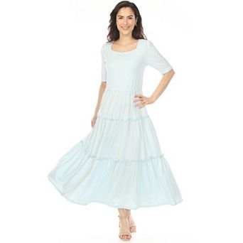 Women's Square Neck Short Sleeve Tiered Dress