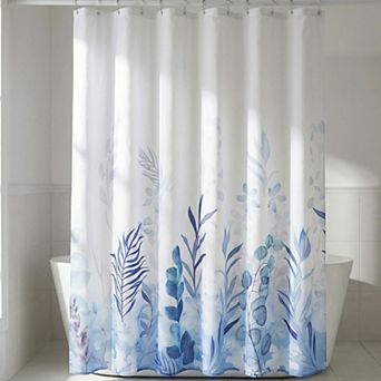 Leaf Print Shower Curtain Sets, Water Resistant Bath Curtain with 12 Hooks, Bohemian Farmhouse Style