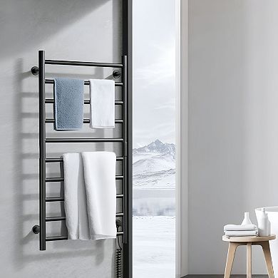 Bathroom Heated Towel Rack with Quick Heating and Adjustable Timer - Black