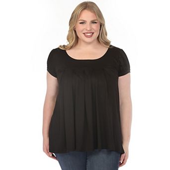 Plus Size Cap Sleeve Pleated Top