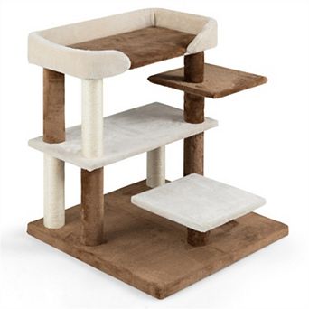 2-in-1 Cat Stairs & Tree with4 tier Platforms and Sisal Posts