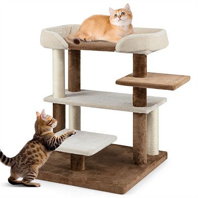 2-in-1 Cat Stairs & Tree with4-Tier Platforms and Sisal Posts
