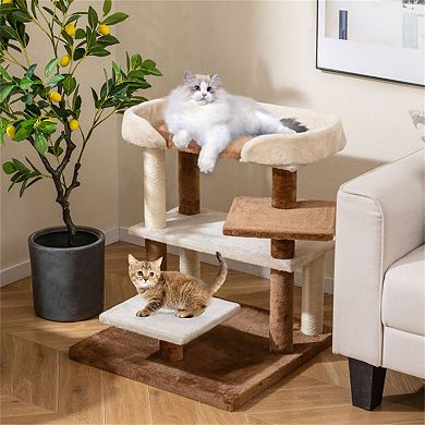 2-in-1 Cat Stairs & Tree with4-Tier Platforms and Sisal Posts