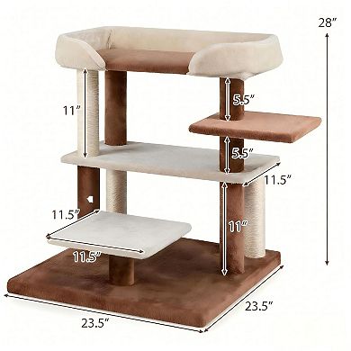 2-in-1 Cat Stairs & Tree with4-Tier Platforms and Sisal Posts