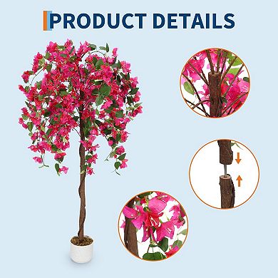 Artificial Bougainvillea Tree in Pot with 168 Flowers, Red