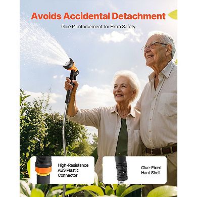 Outdoor Water Hose with 10 Spray Patterns and Strong Water Pressure - Silver, Black