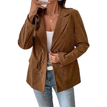 Women’s Autumn and Winter Corduroy Suit Jacket with Zipper