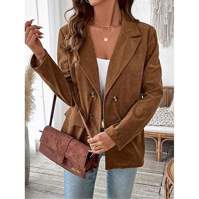 Women’s Autumn and Winter Corduroy Suit Jacket with Zipper