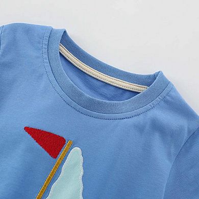 Boat Pattern T-shirt and Shorts Clothing Set for Boys
