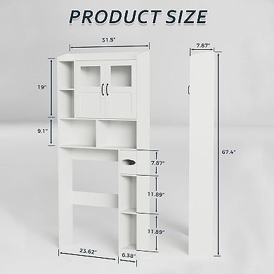 Freestanding Over-Toilet Storage Cabinet with Adjustable Shelves Wall-Mounted Space
