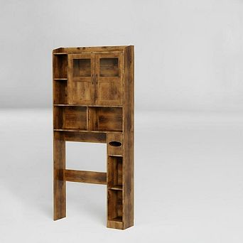 Freestanding Over-Toilet Storage Cabinet with Adjustable Shelves Wall-Mounted Space