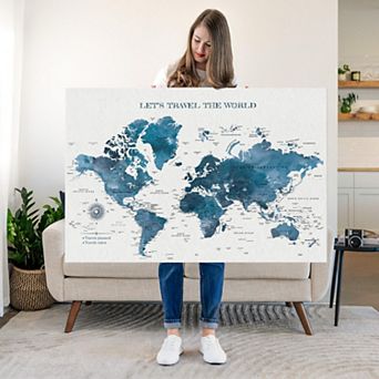 Let's Travel IV Push Pin World Map