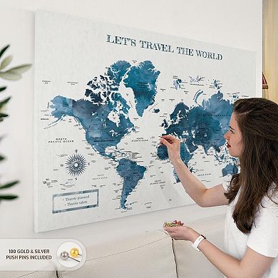 Let's Travel IV Push Pin World Map