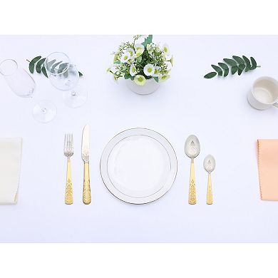 4 Piece Silverware Set, Stainless Steel Floral Flatware Set, Set Includes Dinner Knife, Fork, Spoon