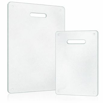 2-Pack Tempered Glass Cutting Boards with Handles, Scratch & Heat Resistant, Dishwasher Safe