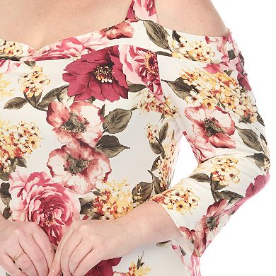 Plus Size Cold Shoulder 3/4 Sleeve Dress