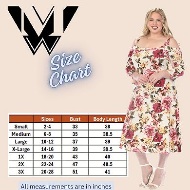 Plus Size Cold Shoulder 3/4 Sleeve Dress