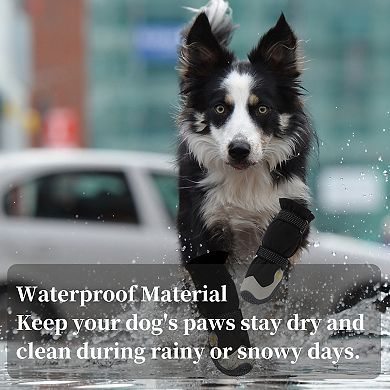 Dog Boots Reflective Waterproof Shoes with Magic Tapes Anti-Slip 4Pcs