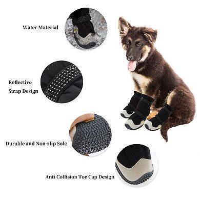 Dog Boots Reflective Waterproof Shoes with Magic Tapes Anti-Slip 4Pcs
