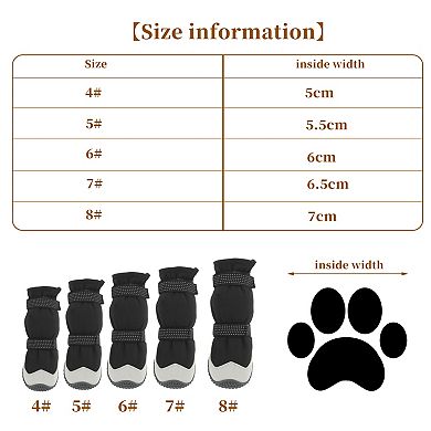 Dog Boots Reflective Waterproof Shoes with Magic Tapes Anti-Slip 4Pcs