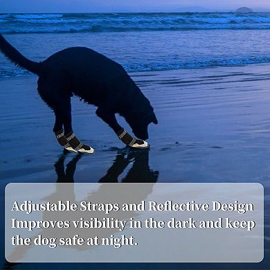 Dog Boots Reflective Waterproof Shoes with Magic Tapes Anti-Slip 4Pcs